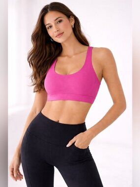 Lululemon Strappy Cross Back Sports Bra Pink Women’s Size 8 Yoga Workout